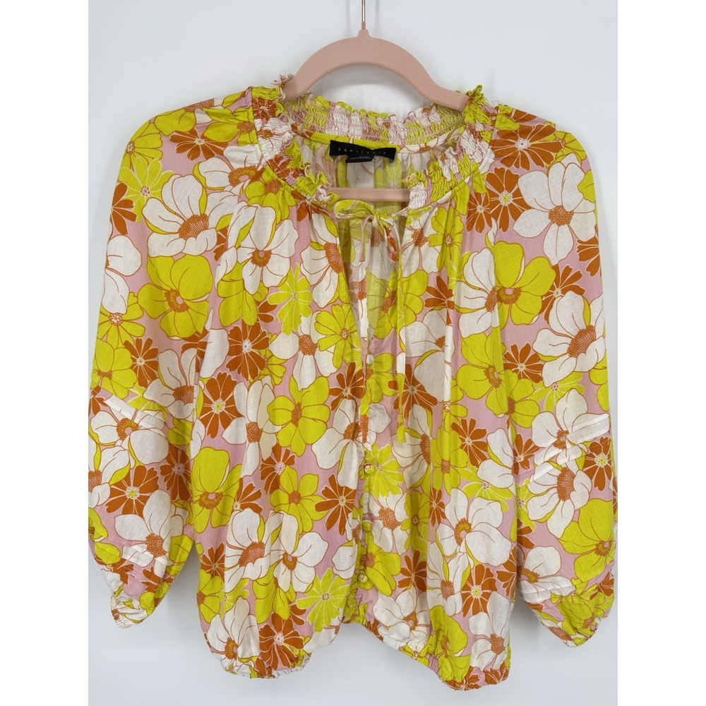 Sanctuary Don't Forget Floral Blouse Sunny Days 70s Boho Peasant Top Size S - Picture 2 of 8